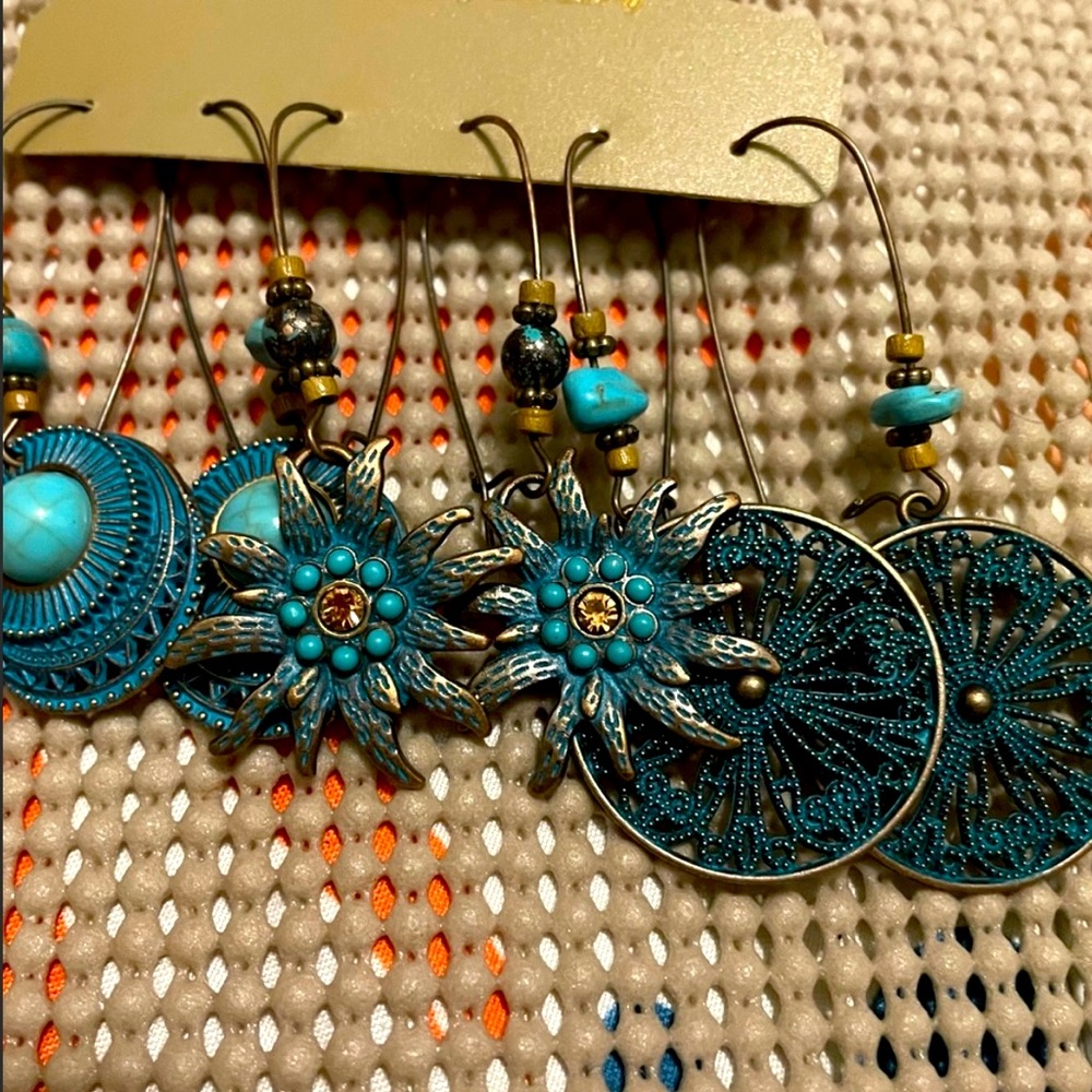 3 pair of creative blue Bohemian Earrings!